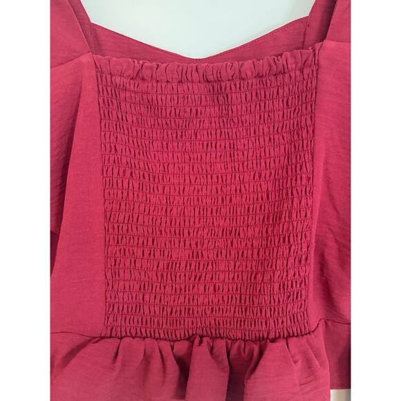 Altar’d State Long Sleeve Peplum Crop Top – Size Small – Red Wine Color - Picture 6 of 7